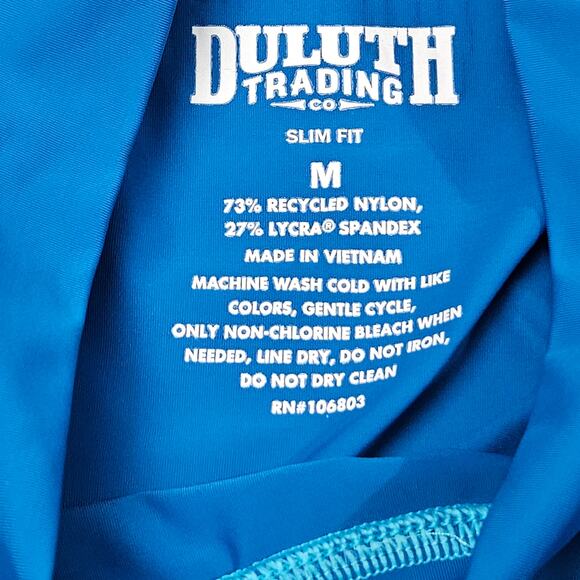 Duluth Trading Swim Tee Medium Blue Slim Suit Up Long Sleeve Mock Neck - Picture 3 of 6